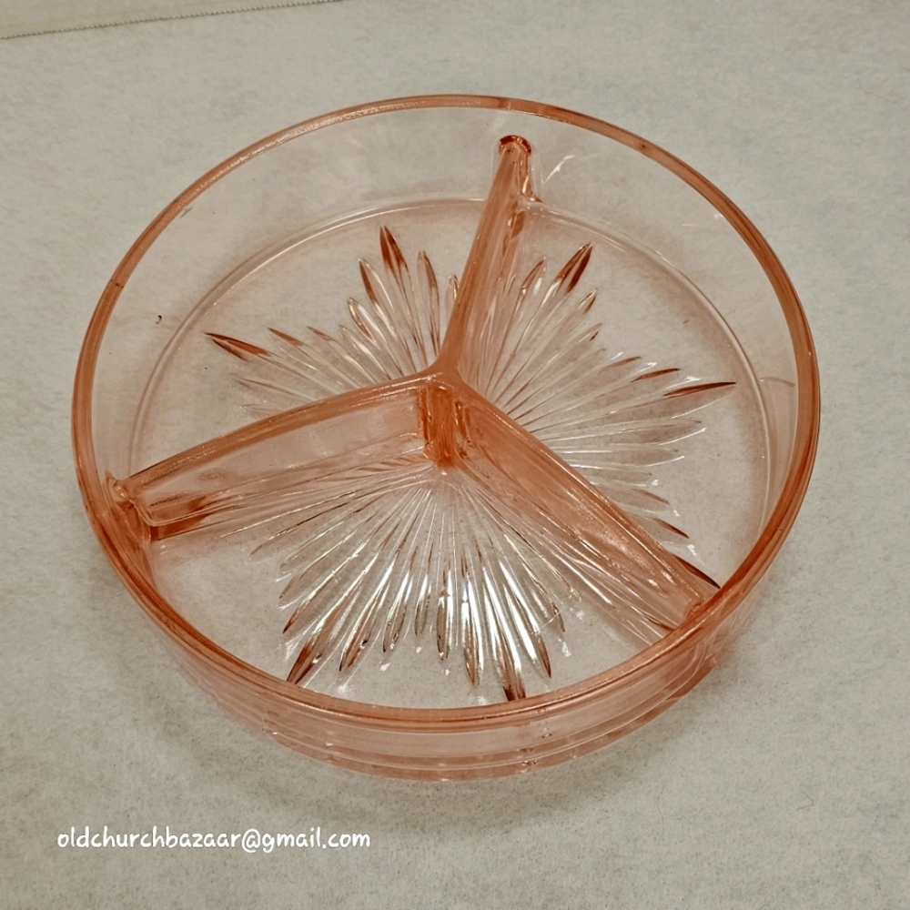 Pink depression Starburst relish dish